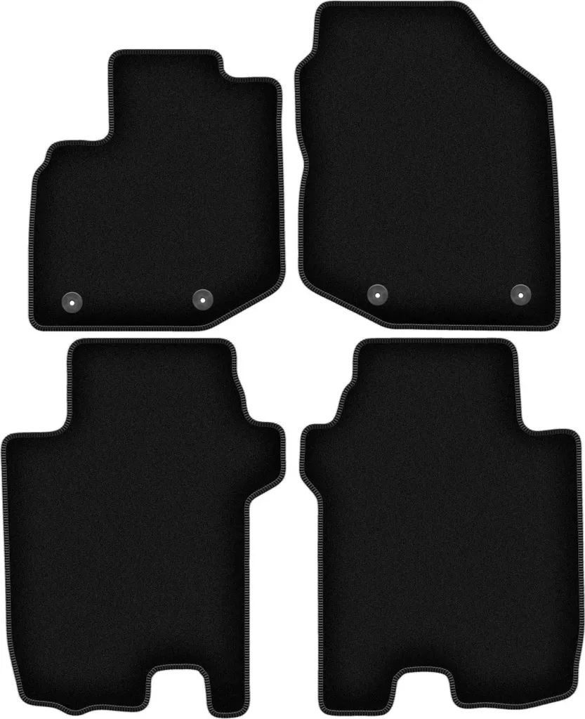 Tappetini in velluto per Honda City V FL (2011-2013, berlina) neri, set 4 pz, con fissaggi