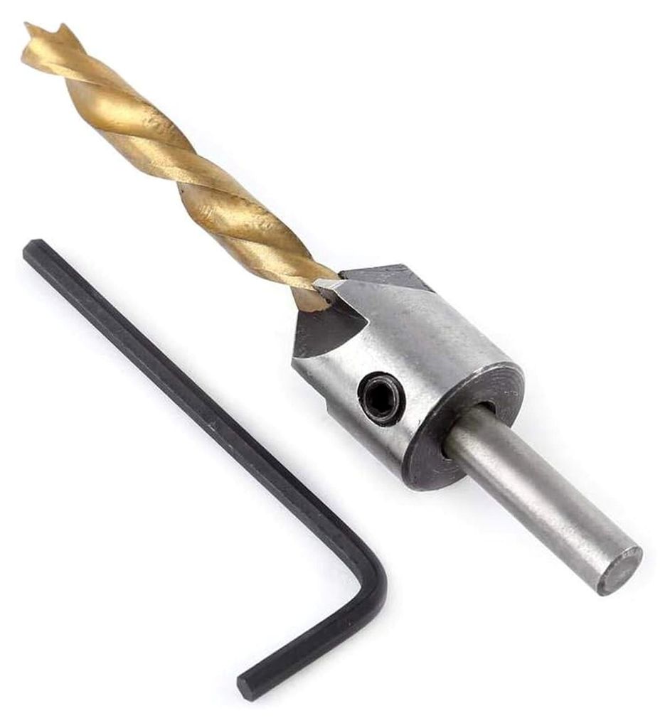 5mm Professionelles Senkbohrer Set für die Holzbearbeitung, Titanbeschichtete HSS Bohrergrößen für Zimmerei und Reibahlen