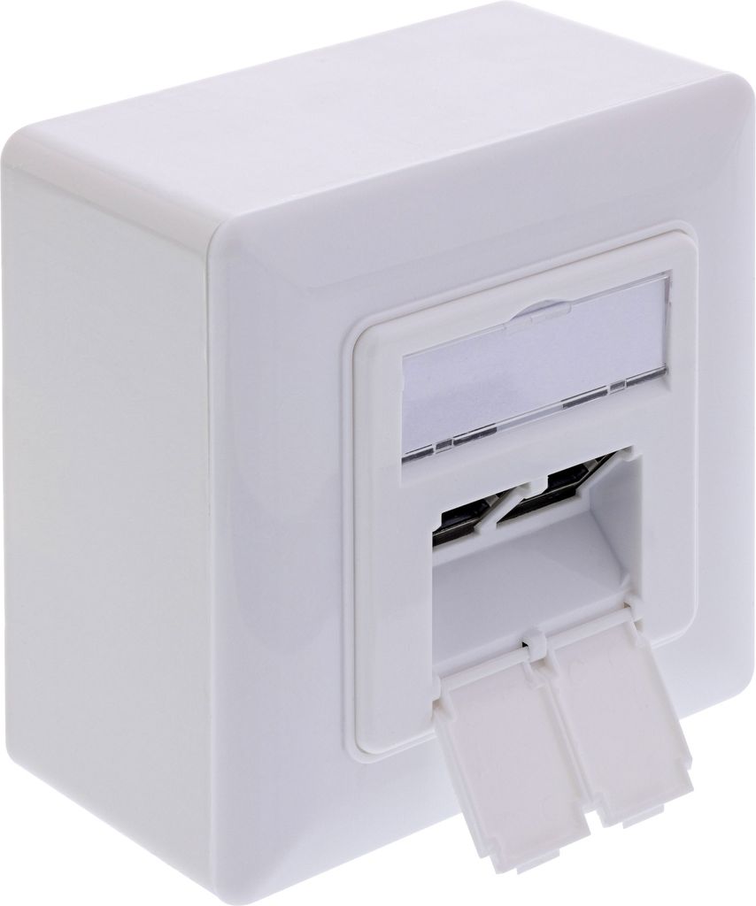 InLine Cat.6A Netzwerkdose, 2x RJ45, AP/UP, geschirmt, weiß, 76842A