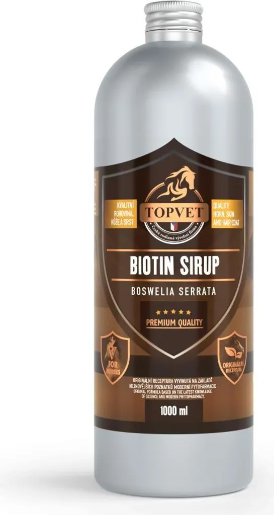 Biotine pour chevaux avec boswellia 1L pour la repousse des sabots et crins
