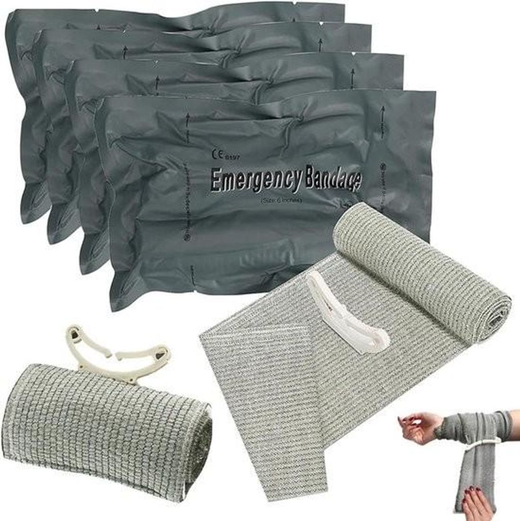 4-Zoll-Erste-Hilfe-Traumaverband – 4er-Pack – Notfall-Kompressionsverband – Notfall-Blutstillungskissen – Militär-Tourniquet – Blutstill...