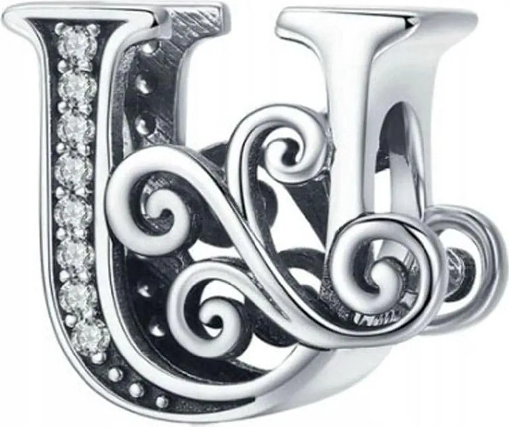 Ciondolo Pandora con la lettera U, argento 925