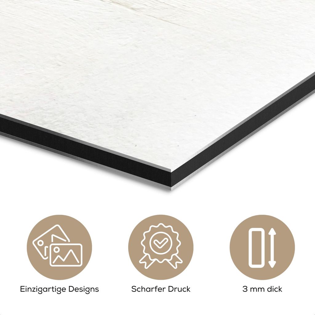 MuchoWow Wanddekoration Metall Metallbild Wandkunst 90x120 cm Abstrakt - Moderne Kunst - Beige MuchoWow Aluminium Gemälde - Industrial