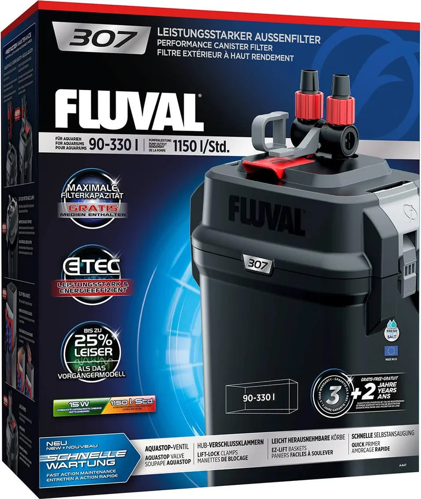 Filtre externe d'aquarium Fluval 307 pour purification de l'eau