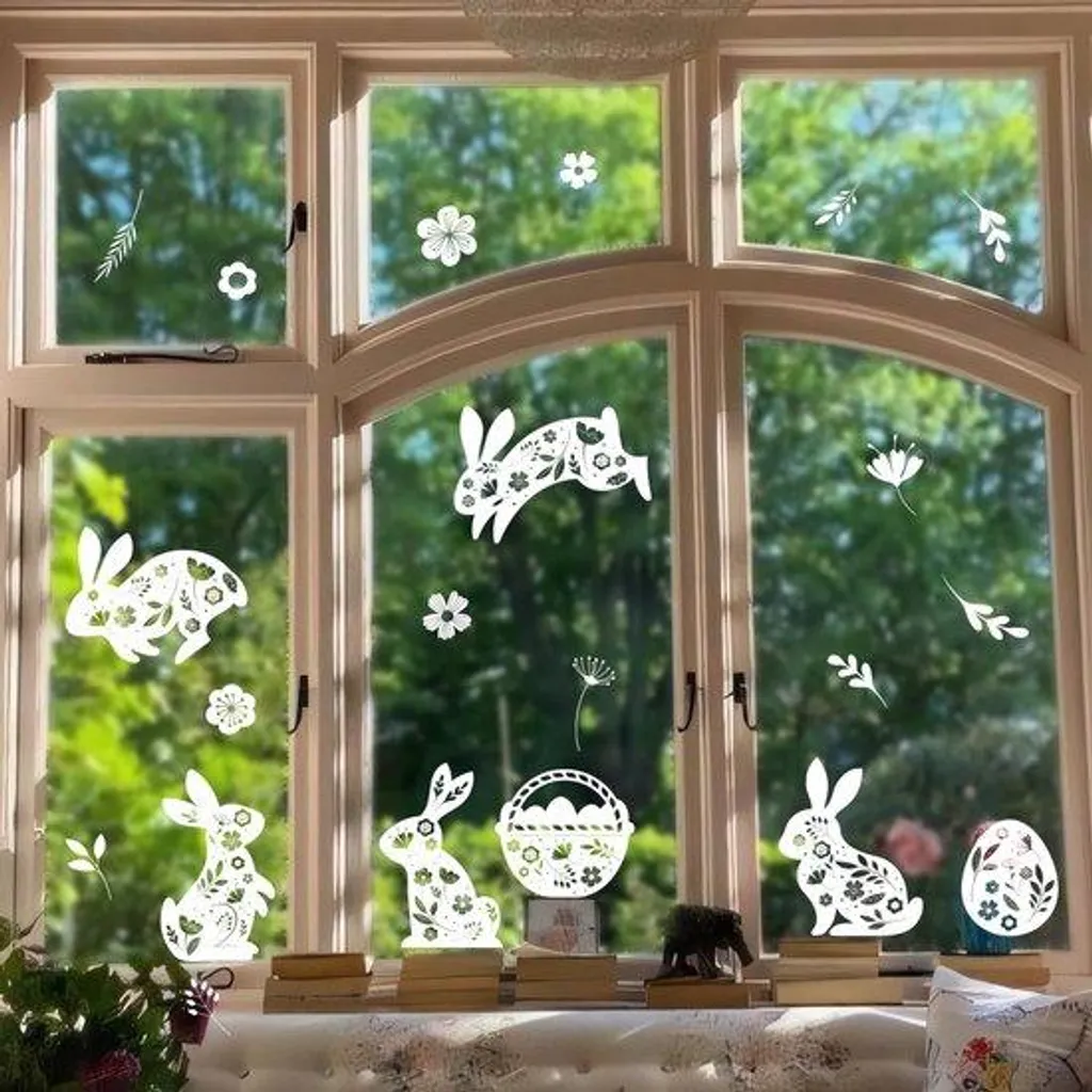 Pochoirs Réutilisables Œufs de Pâques et Chatons - Déco Double Face