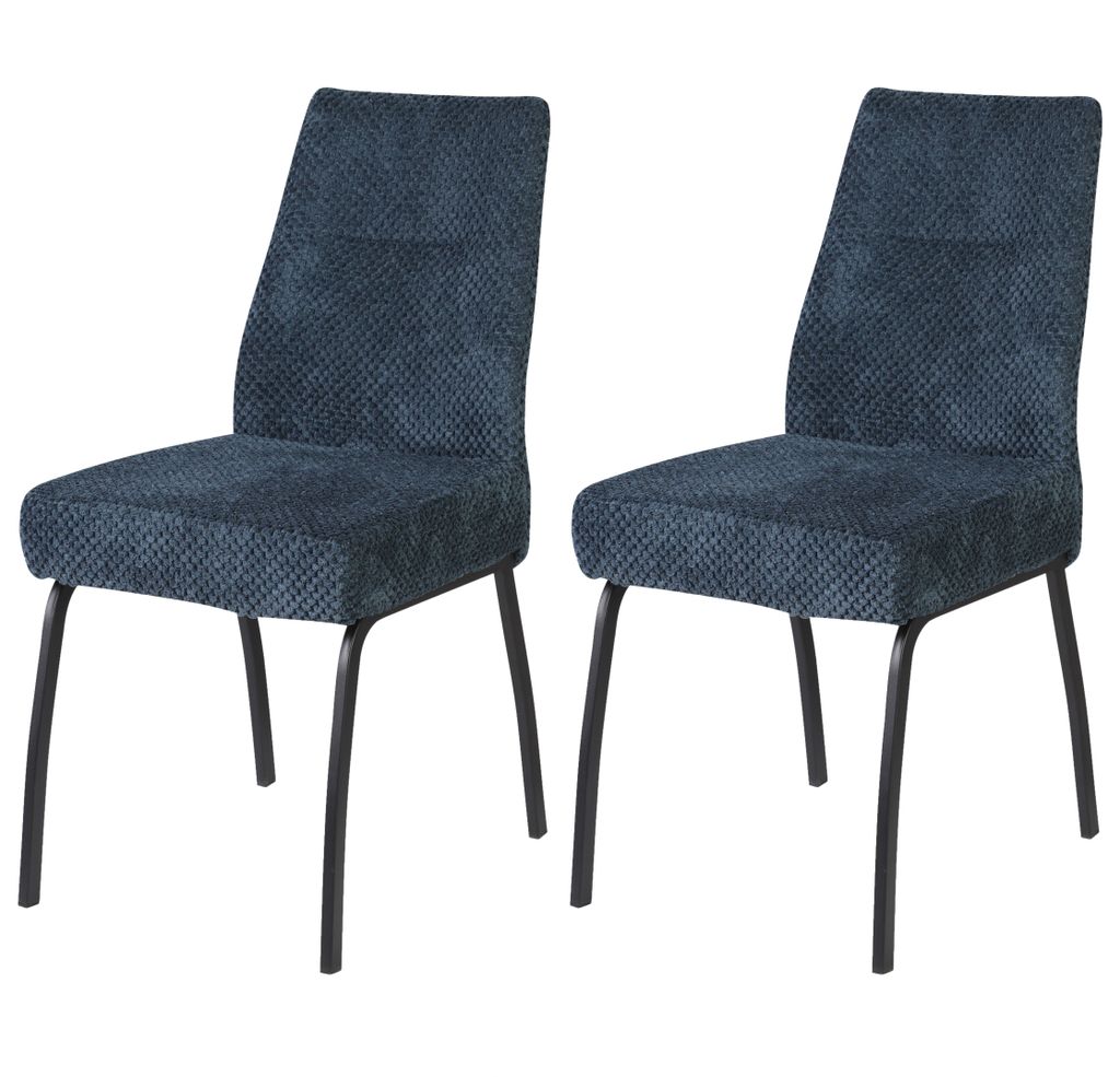 Casa Dolce NADINA Esszimmerstuhl, 2er Set, 43x61x88 cm, Blau, Taschenfederkernsitz, Metallfußkreuz