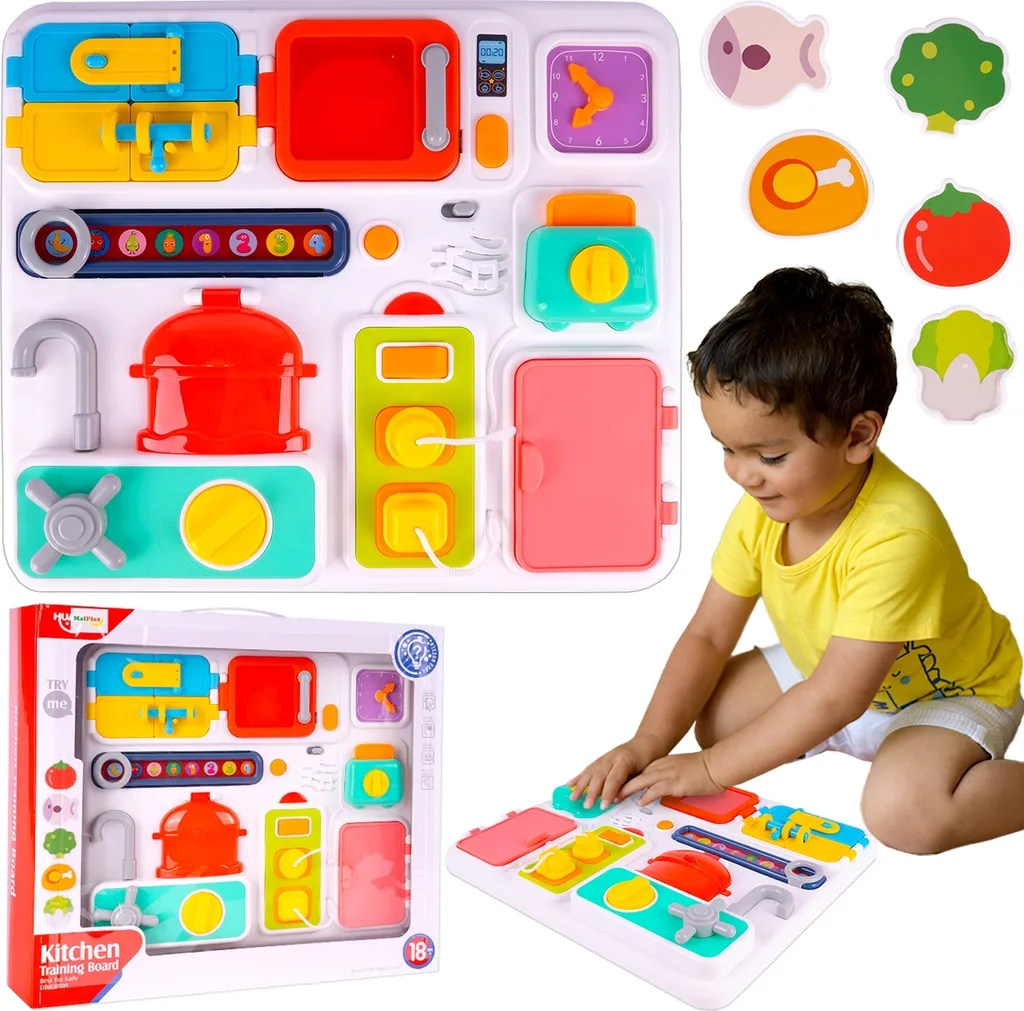 Jouet Éducatif Montessori - Tableau de Manipulation Bébé Multicolore