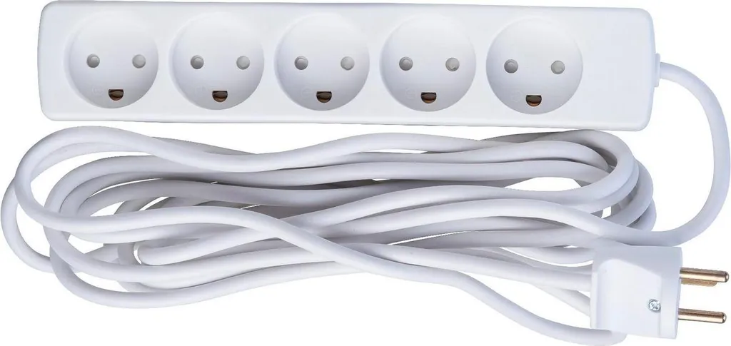Rallonge électrique 5m pour bureau et salon Microconnect 5 prises AC