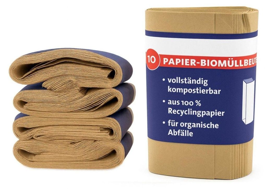 ARLI Set: 40x Papier Müllbeutel 10L braun 20x16x34cm 70 g/m² Recyclingpapier, kompostierbar & nassfest