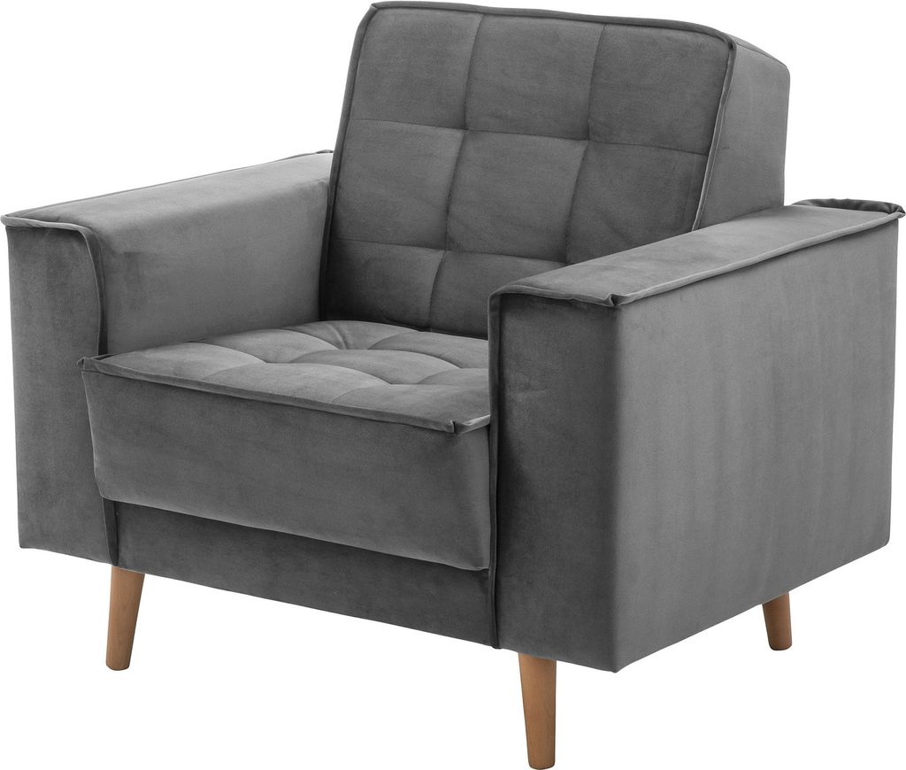 Max Winzer Sessel Jolene - Samtvelours anthrazit - Maße: 100 x 78 x 84 cm