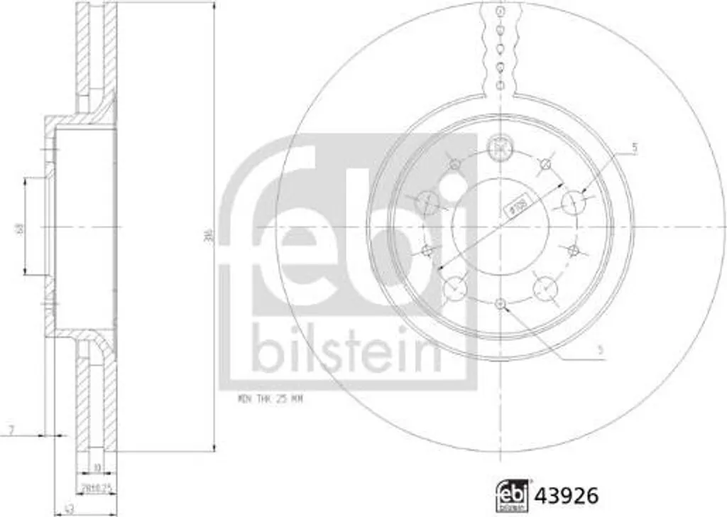 Disque de frein FEBI BILSTEIN 43926 pour XC90 et S60 - Réf OE 30636074