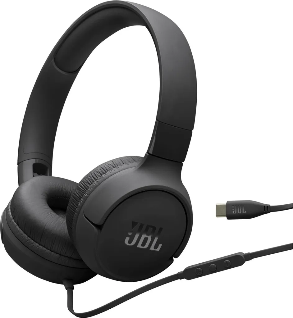 JBL Tune 520C USB-C Cuffie Cablate Nere - Audio Hi-Res e Bassi Potenti