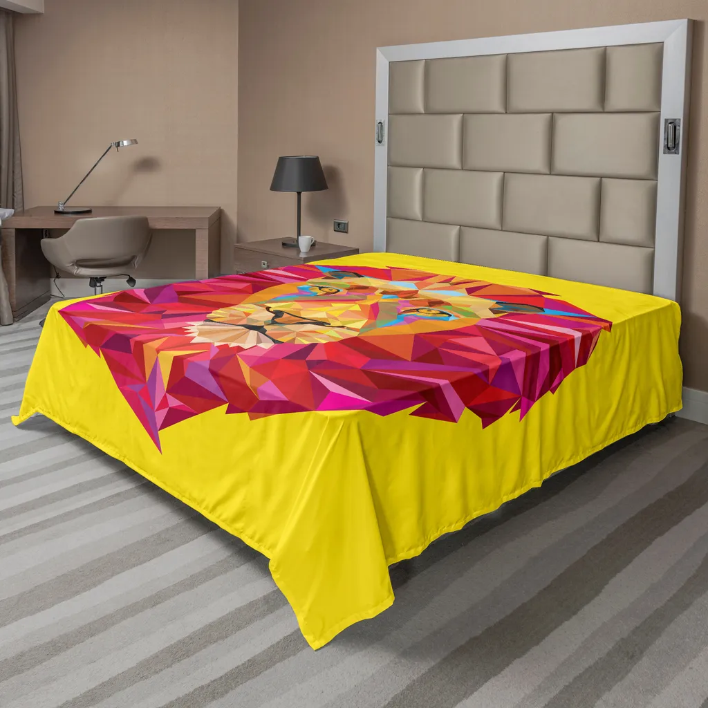 Drap de Lit Safari pour Décoration de Chambre Thème Zoo 260x228cm Lion XL