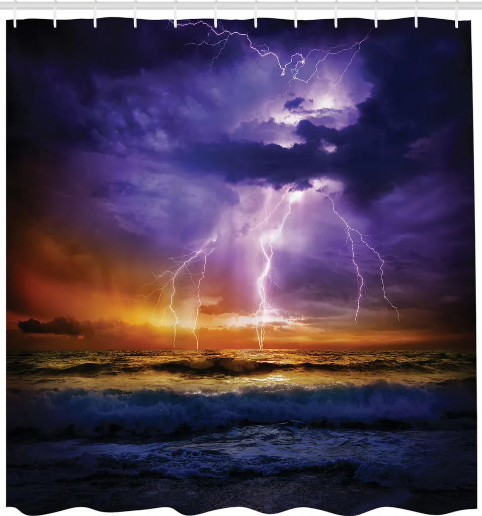 Rideau de douche en tissu imperméable grand format vagues violet