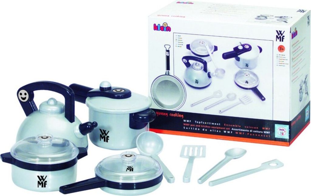 Klein - Set di pentole WMF da 8 pezzi, argento (giocattolo) Immagine del prodotto 