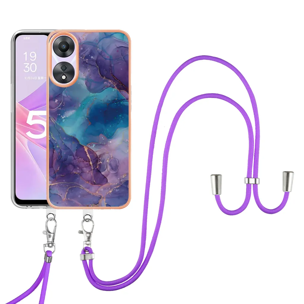 Custodia Antiurto Viola per Oppo A78/A58 - TPU con Cordino Sicuro