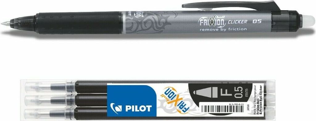 Frixion Clicker 0.5 schwarz + 3 Ersatzminen 0.5 schwarz