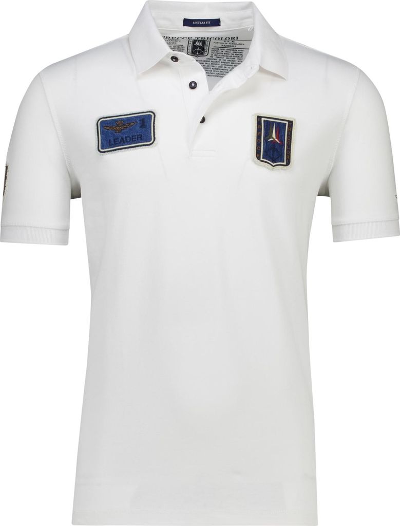 Aeronautica Militare Regular-Fit-Polo weiß mit Aufnähern