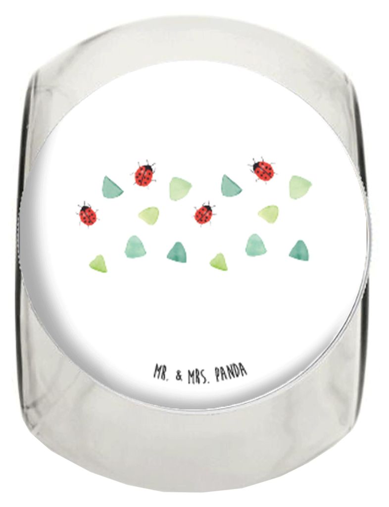 Mr. & Mrs. Panda Süßigkeitenglas Marienkäfer Design XL 2000ml - Weiß - Geschenk, Kaffeedose, Glasdose, Vorratsglas, Muster, Vorratsbehälter, B...