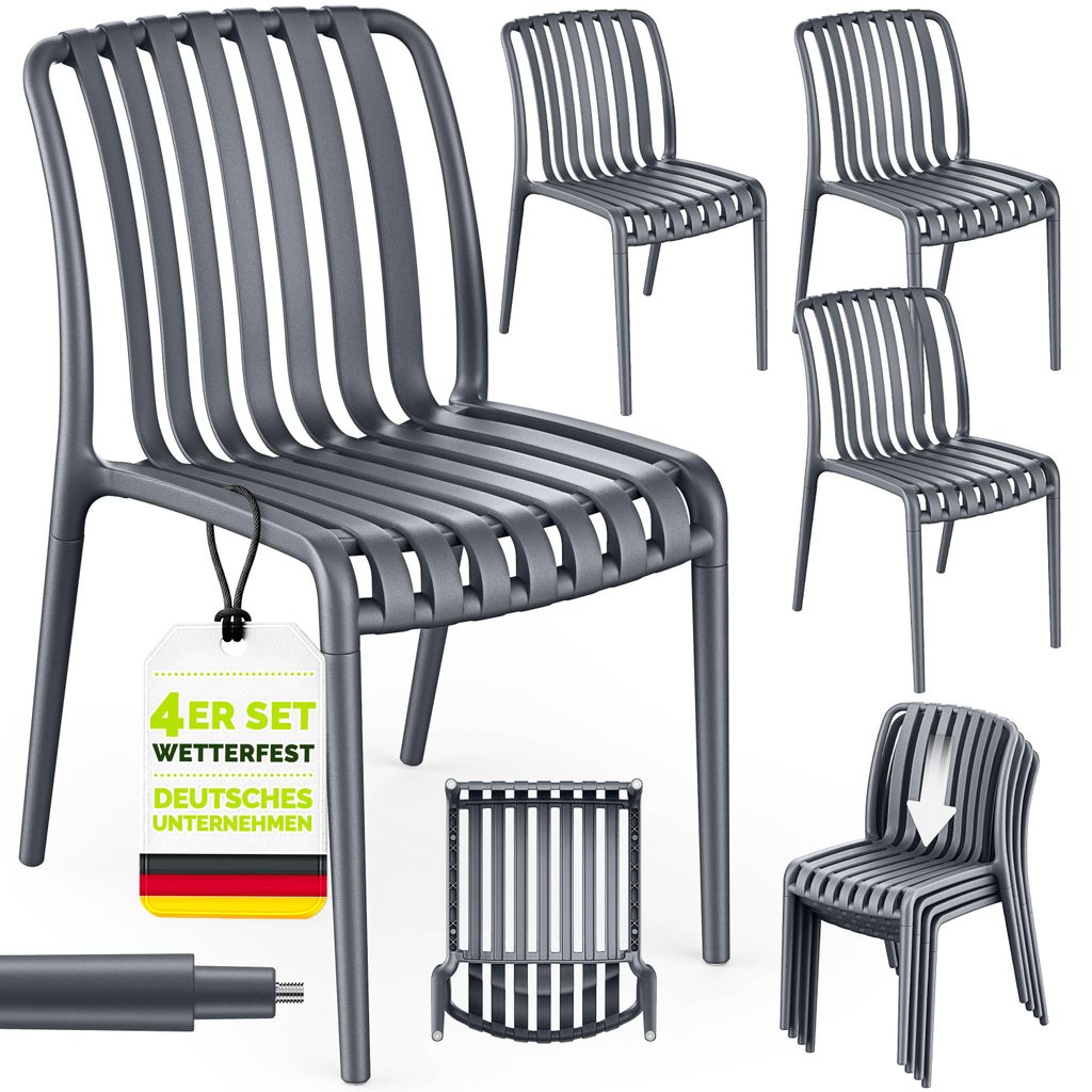 Lot de 4 chaises de jardin tillvex® empilables et Image du produit 