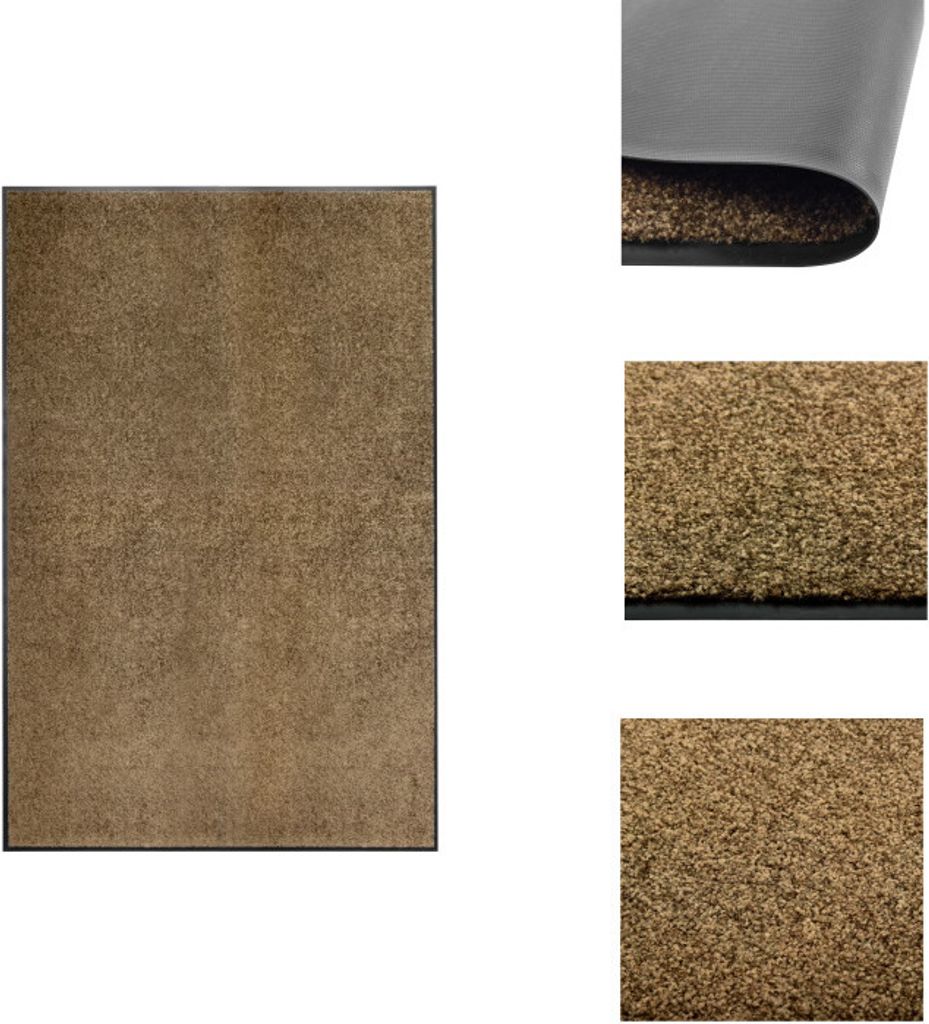 vidaXL Fußmatte Waschbar Braun 120x180 cm - Fußmatten