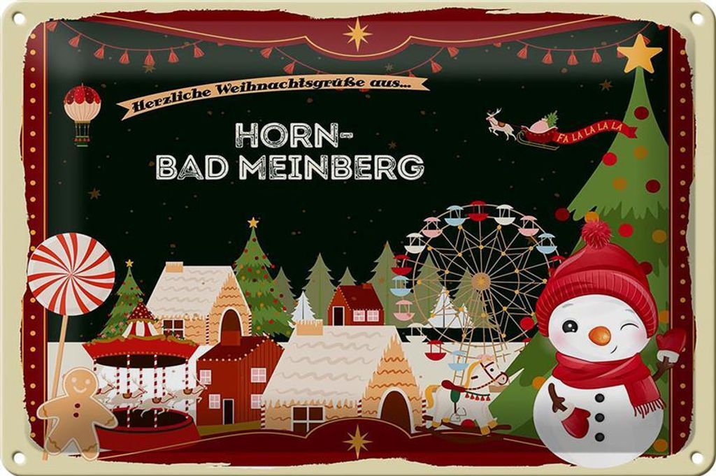 Blechschild Weihnachten Grüße HORN-BAD MEINBERG 30x20cm