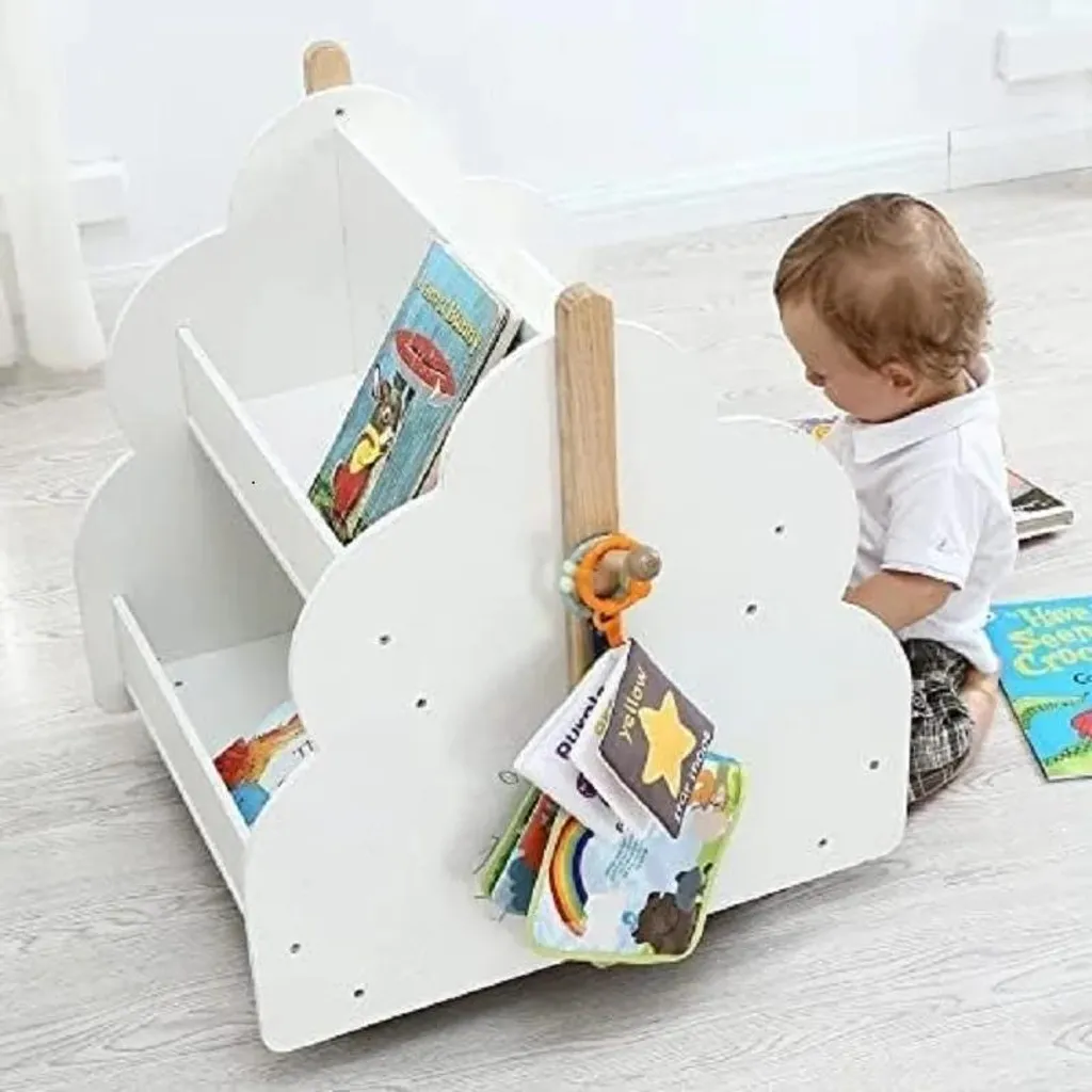 Bibliothèque arbre blanche bois 4 compartiments mobile pour chambre bébé - 6