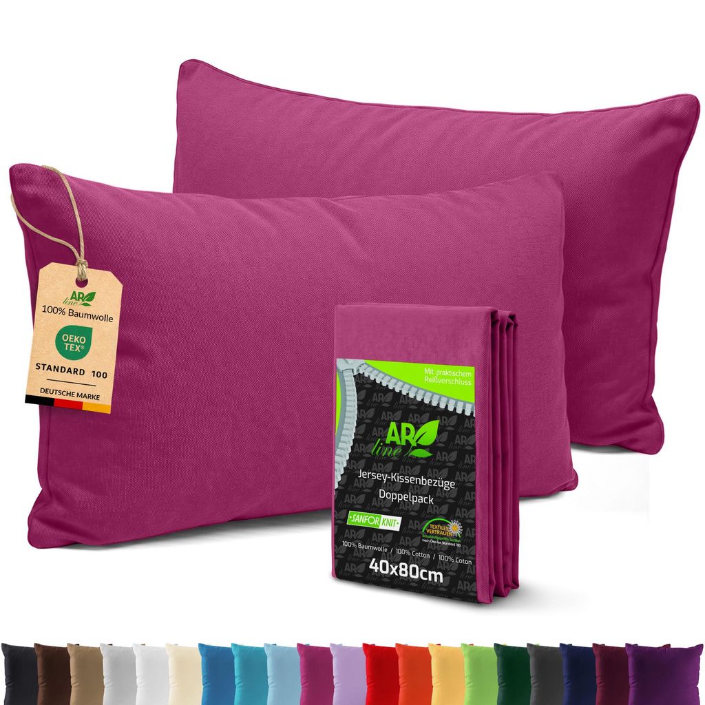 AR Line 2er Pack Jersey Kissenbezüge 40x80 Baumwolle – Produktbild 