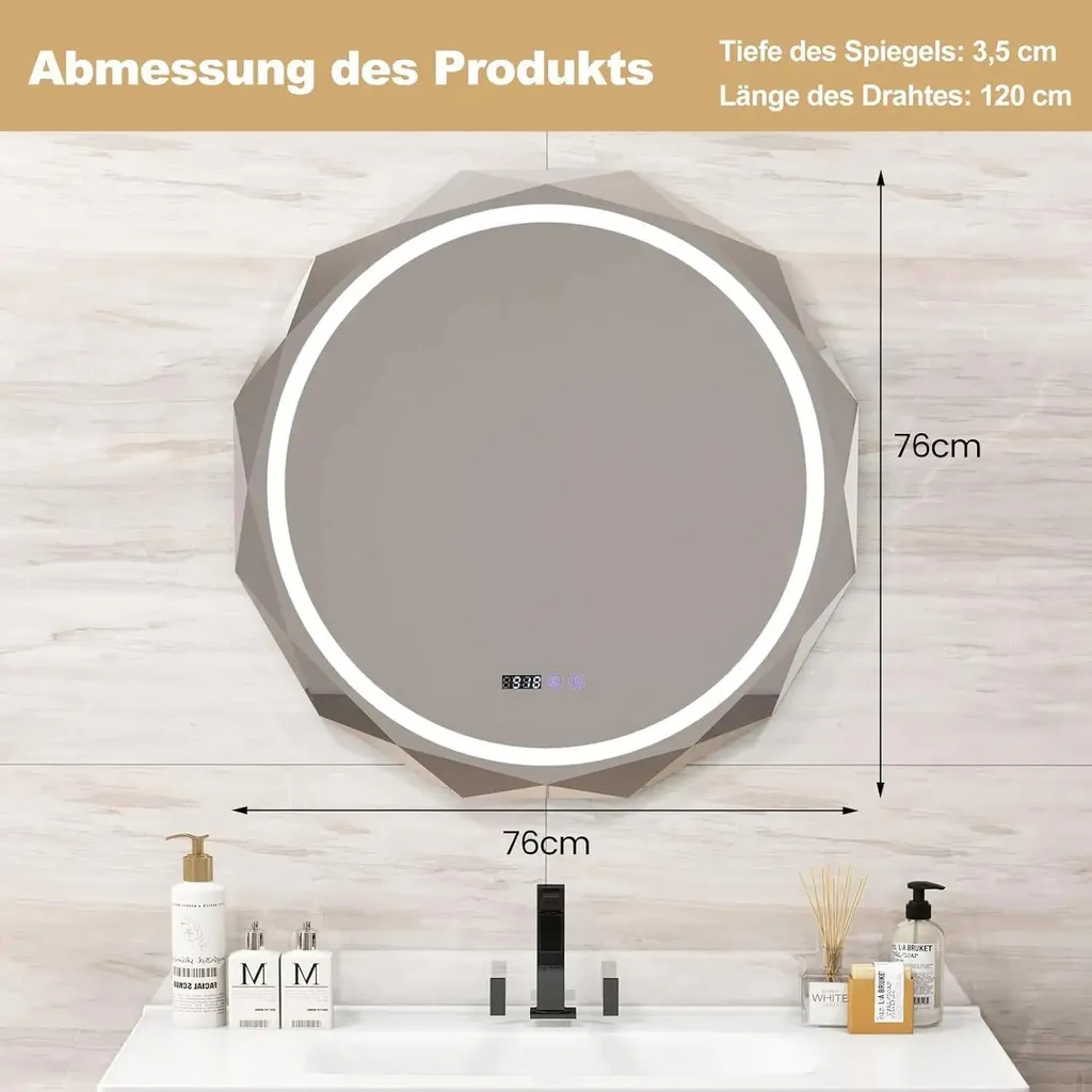 Miroir de salle de bain LED à intensité variable idéal pour maquillage