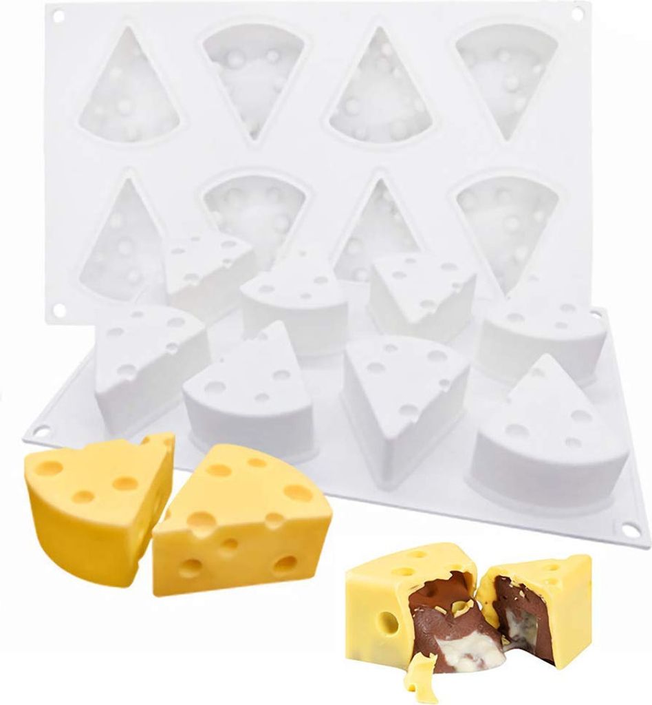 CANDeal 2er-Pack Silikonform in Käseform mit 8 Vertiefungen, Cake Pop-Formen aus Silikon, Antihaft-Silikon-Backform