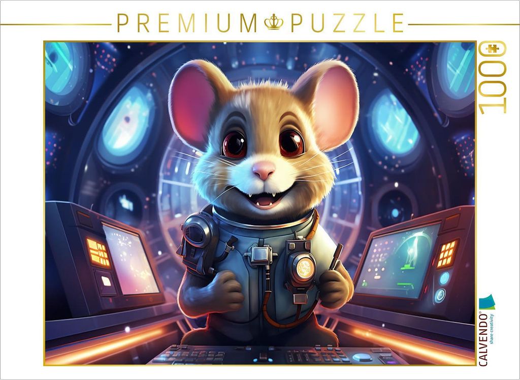 CALVENDO Puzzle Bernhard - Die Raumfahrer Maus auf einer abenteuerlichen Reise im All | 1000 Teile Lege-Größe 64x48cm Foto-Puzzle für glücklich...