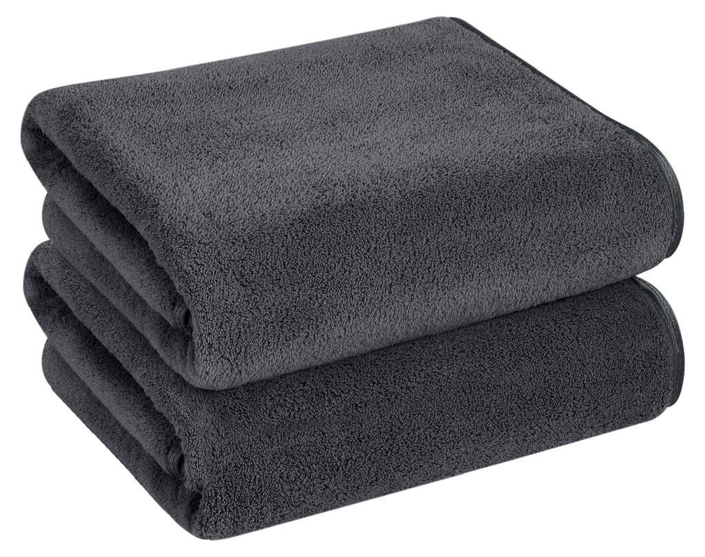 Mikrofaser Badetuch 70 cm x 140 cm 2er Set Schnelltrocknend und Fusselfrei Grau
