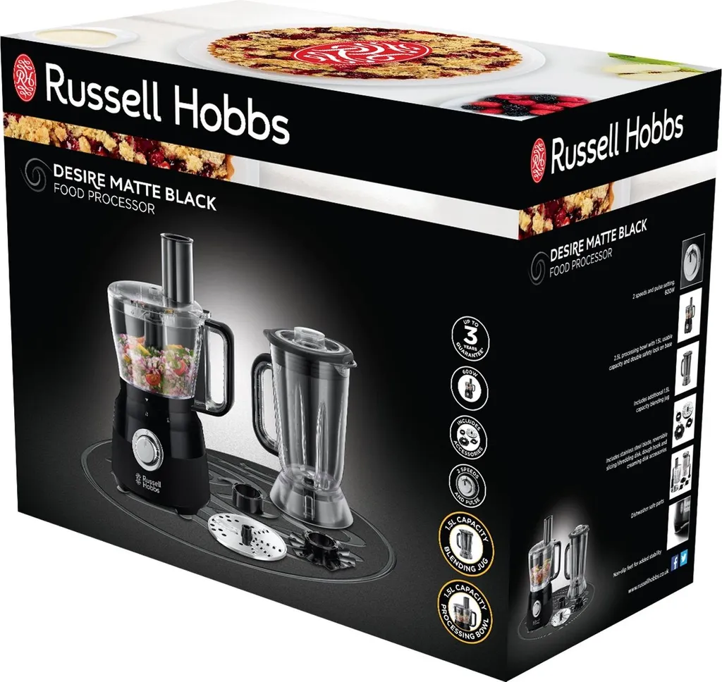 Robot de cuisine noir mat Russell Hobbs 24732-56 lames inox 600W