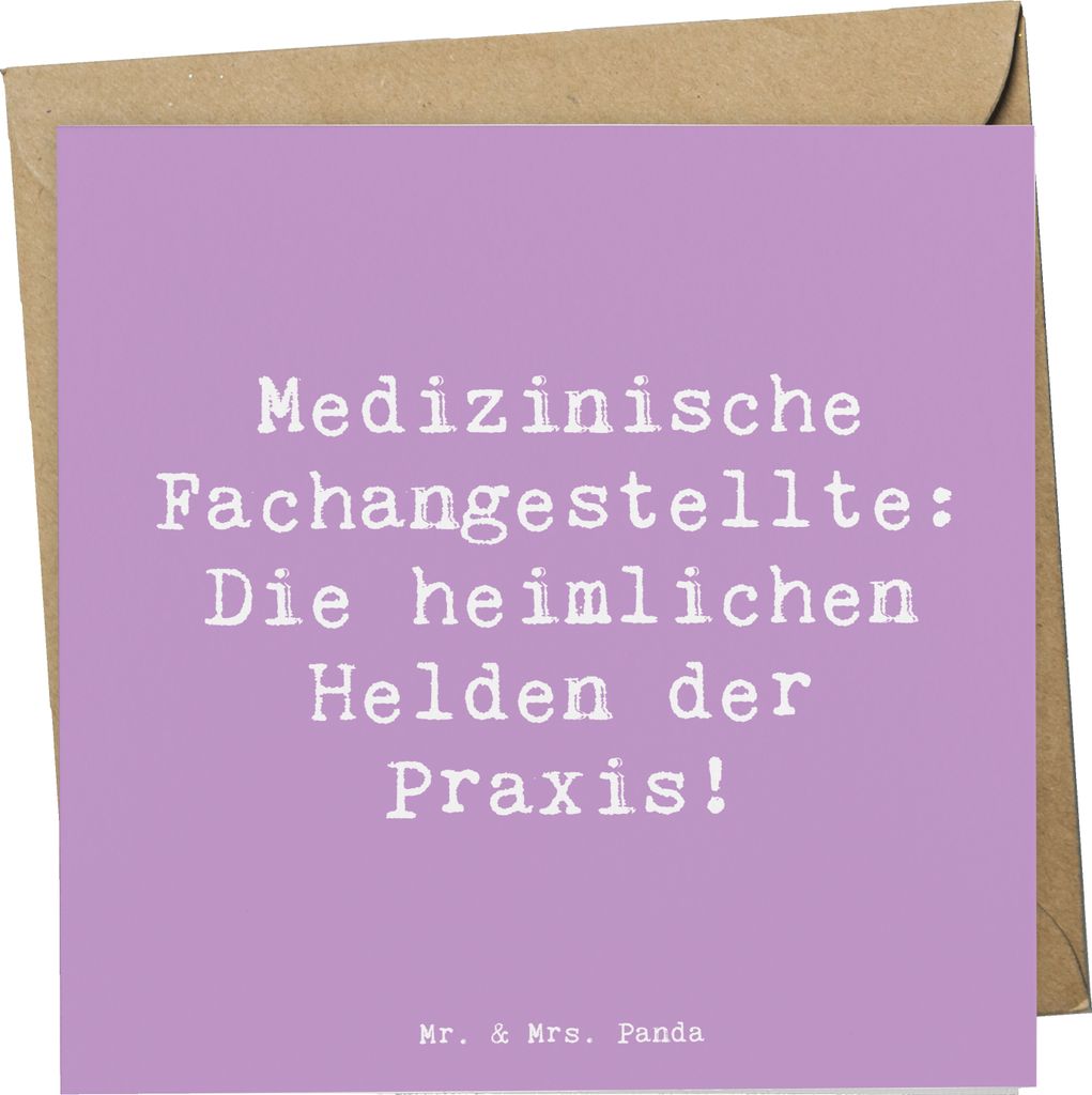 Mr. & Mrs. Panda faltkarte Spruch Medizinische Fachangestellte Helden - Lavendeltraum - Geschenk, Geschenke für Berufstätige, mit Herz, Glückwun...