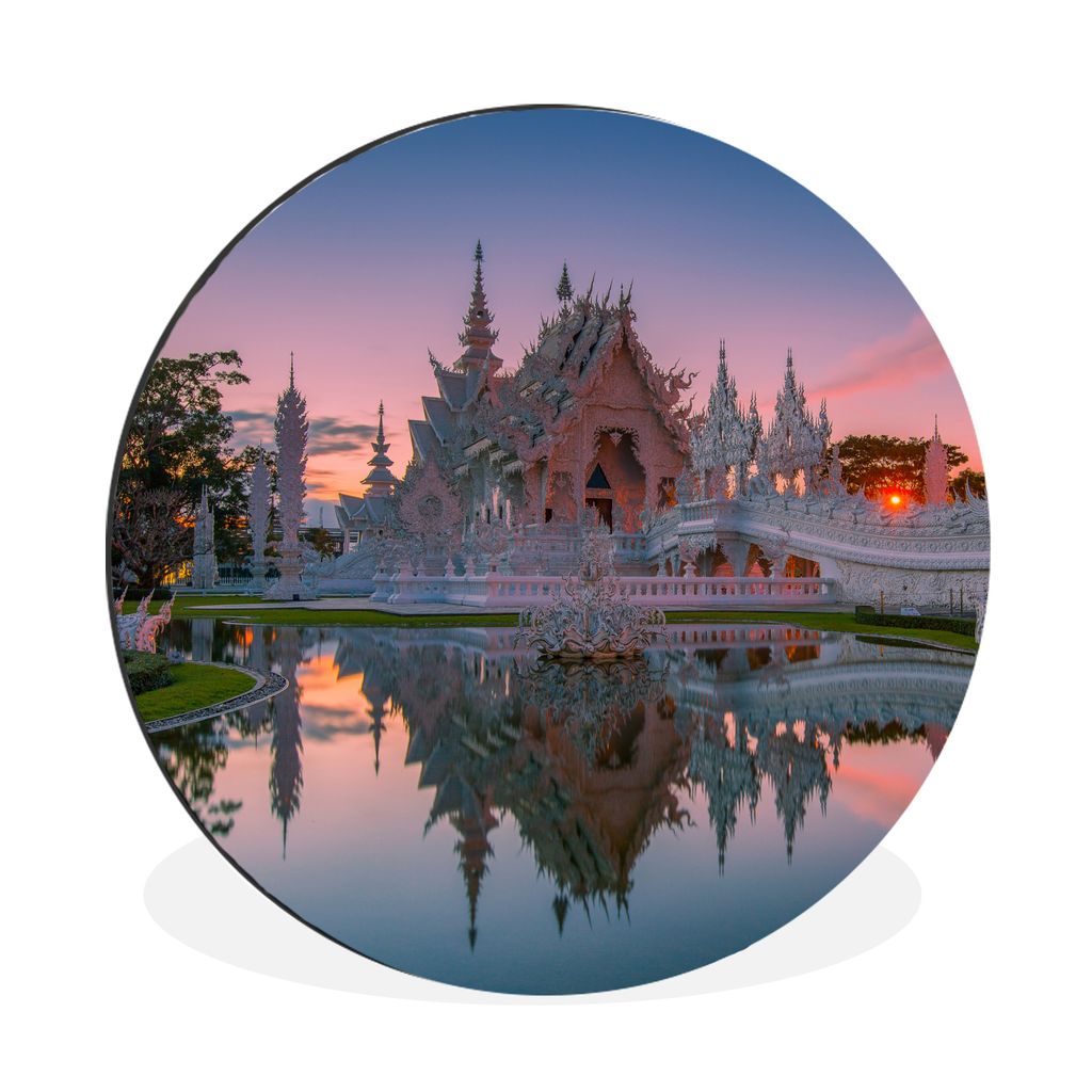 MuchoWow Aluminium Wandkreis Thai-Tempel Ø 60 cm Wanddeko Modern Wohnzimmer - Wand Kreis - Wandbild - Schlafzimmer - Aluminium Bild - Kinderzimm...