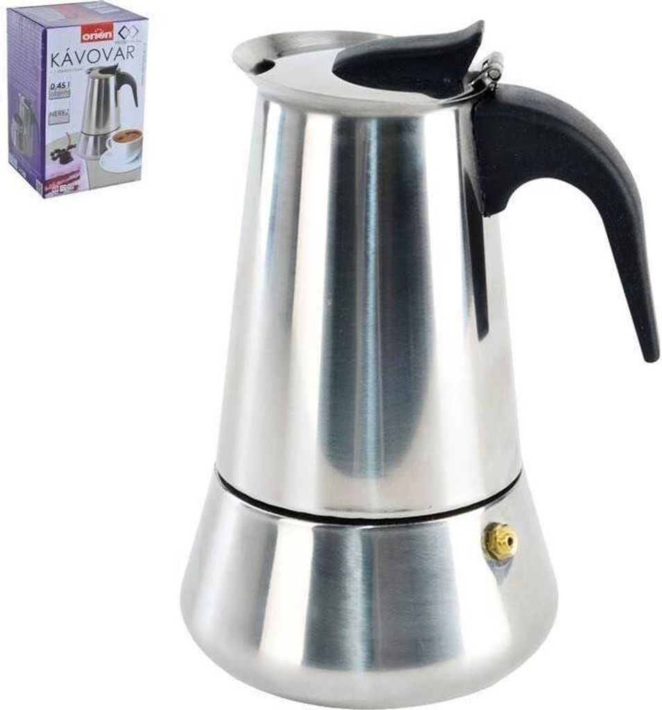 Orion Espressokocher Espressokanne Kaffeebereiter aus Stahl 0,45l