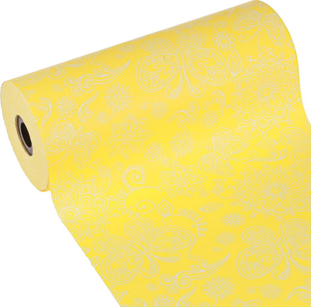 Manschettenpapier Gelb Weiß Sommer Deko Basteln 25cm x 100m