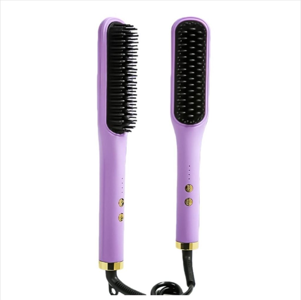 INF Elektrische Haarglättungsbürste 2-in-1 mit Temperaturregelung Violett