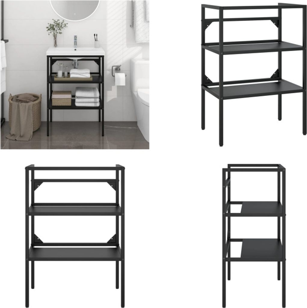 vidaXL Badezimmer Waschtischgestell Schwarz 59x38x83 cm Eisen - Waschtischgestell - Waschtischgestelle - Waschtischrahmen - Waschtischständer