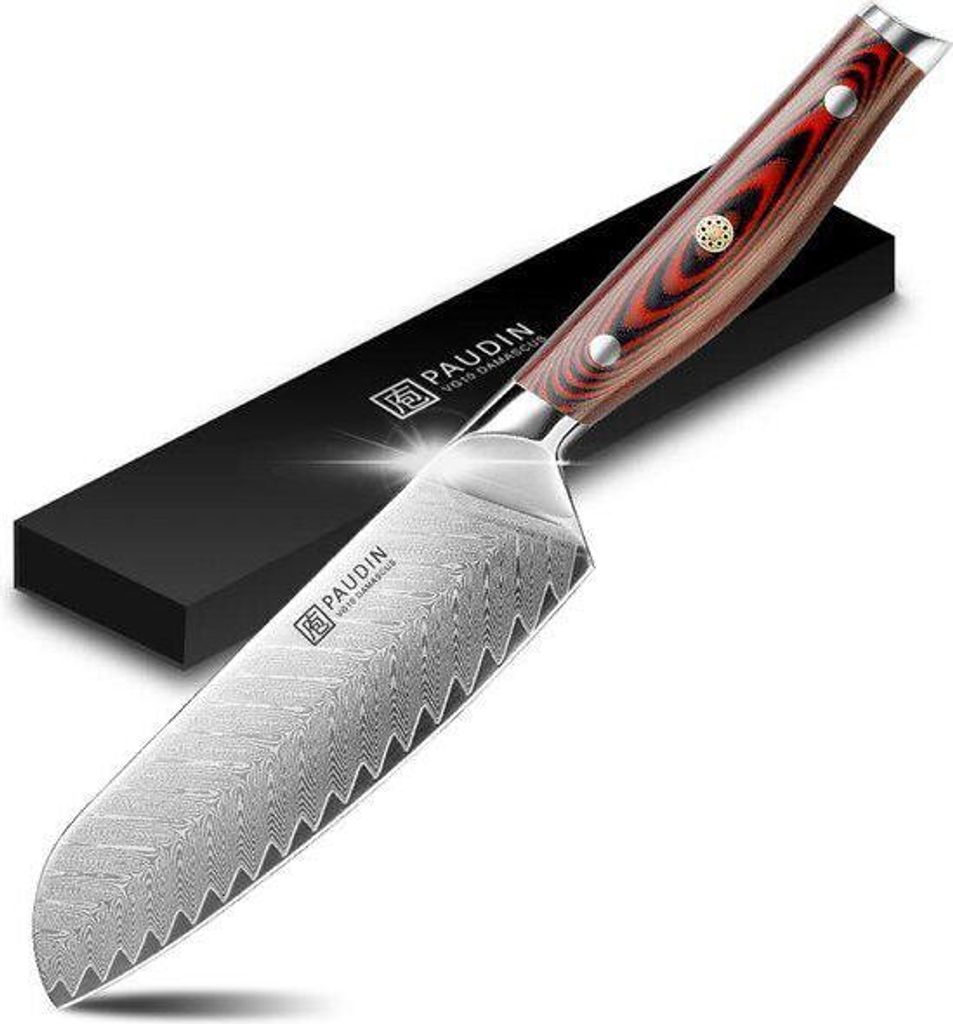 PAUDIN P4 Santoku Messer 17,5 cm – 67 Lagen Kompositstahl – VG-10 Stahlkern – Extrem scharf – Ergonomischer G10 Griff – Profi Kochmesser