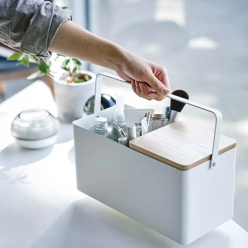 Vanity Case Fixe pour Maquillage Tower Blanc avec Miroir de Table Chic - 16
