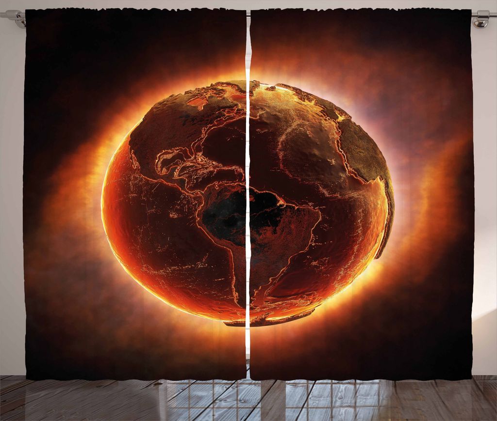 ABAKUHAUS Welt Rustikaler Vorhang, Vivid Burning Earth Wärme, Wohnzimmer Universalband Gardinen mit Schlaufen und Haken, 280 x 175 cm, Orange Brau...