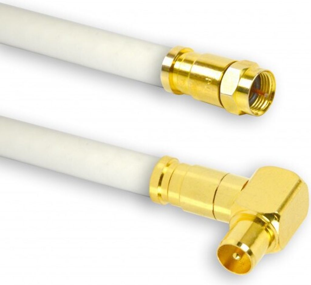 5m PremiumX TV Antennenkabel Digital Innenleiter REINES KUPFER mit vergoldeten Kompressionsstecker TV-GM1-90 (90° männlich) + XCon G1 F-Stecker |...