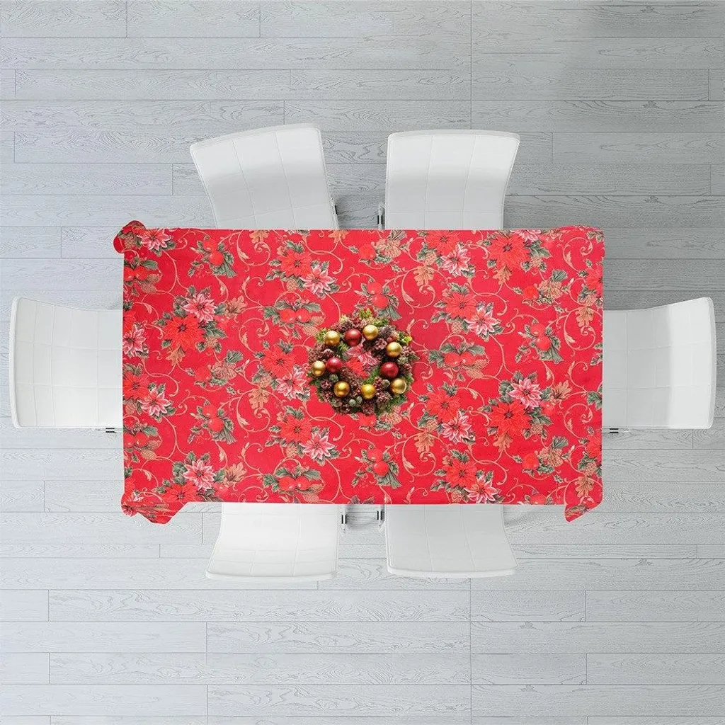 Nappe de Noël 180x130 cm antitache et infroissable pour buffet de fête