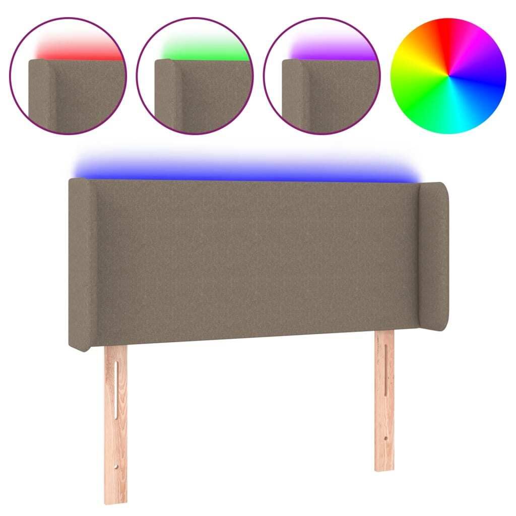 vidaXL LED Kopfteil Taupe 103x16x78/88 cm Stoff