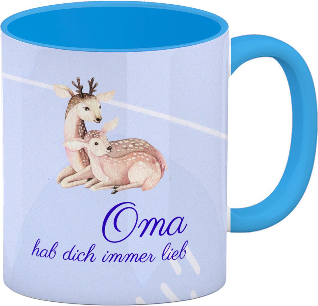 Oma hab dich immer lieb Kaffeebecher Hellblau Besonders Produktbild 