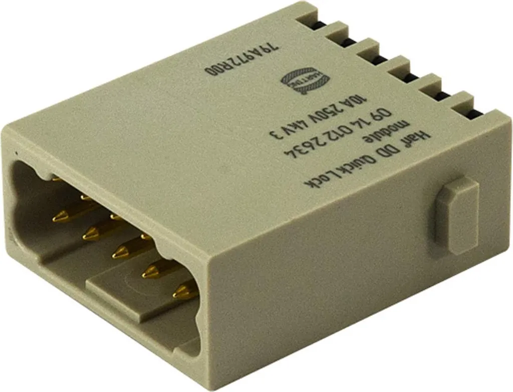 Module HARTING Han DD 12 pôles mâle Quick-Lock 250V 10A haute densité