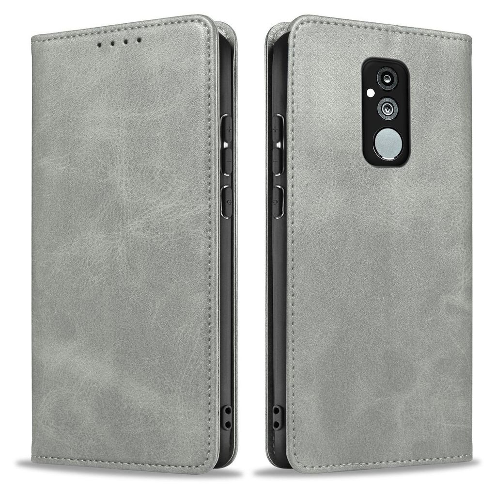 Handyhülle für Huawei Mate 20 Lite Kunstleder Flip Cover Hülle Handytasche Case Kartenfach Farbe: Grau