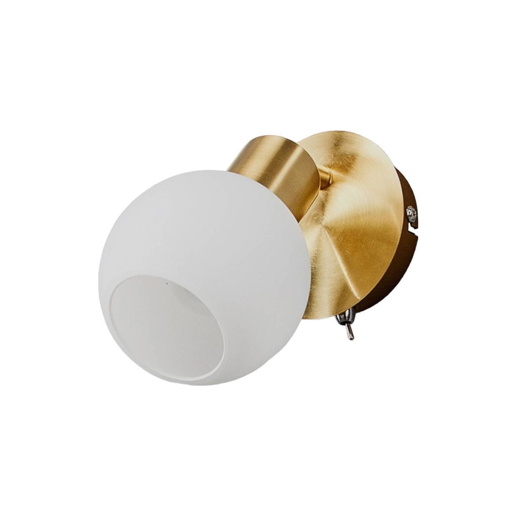 Lindby Wandspot Elaina, messingfarben, Glas, 14 cm hoch, E14