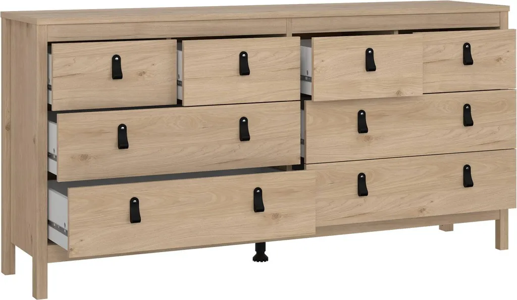 Commode de Salon en Chêne Marron Kovsova : Commode Design 8 Tiroirs - 4